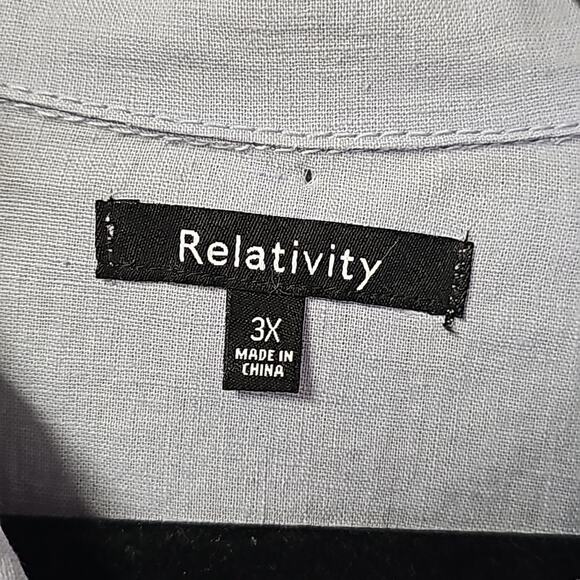 Relativity Button Down Linen Blend Top Shacket Womens Plus Size 3X NWT - Picture 4 of 11